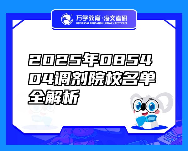 2025年085404调剂院校名单全解析