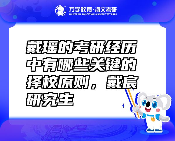 戴瑶的考研经历中有哪些关键的择校原则，戴宸研究生